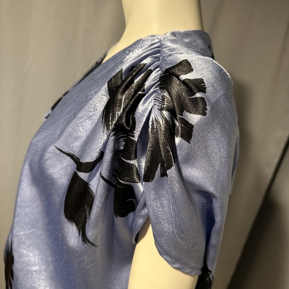 80s Cocoon Dress Lavender Black Hammered Satin Cocktail Party Sz Small - Picture 5 of 6